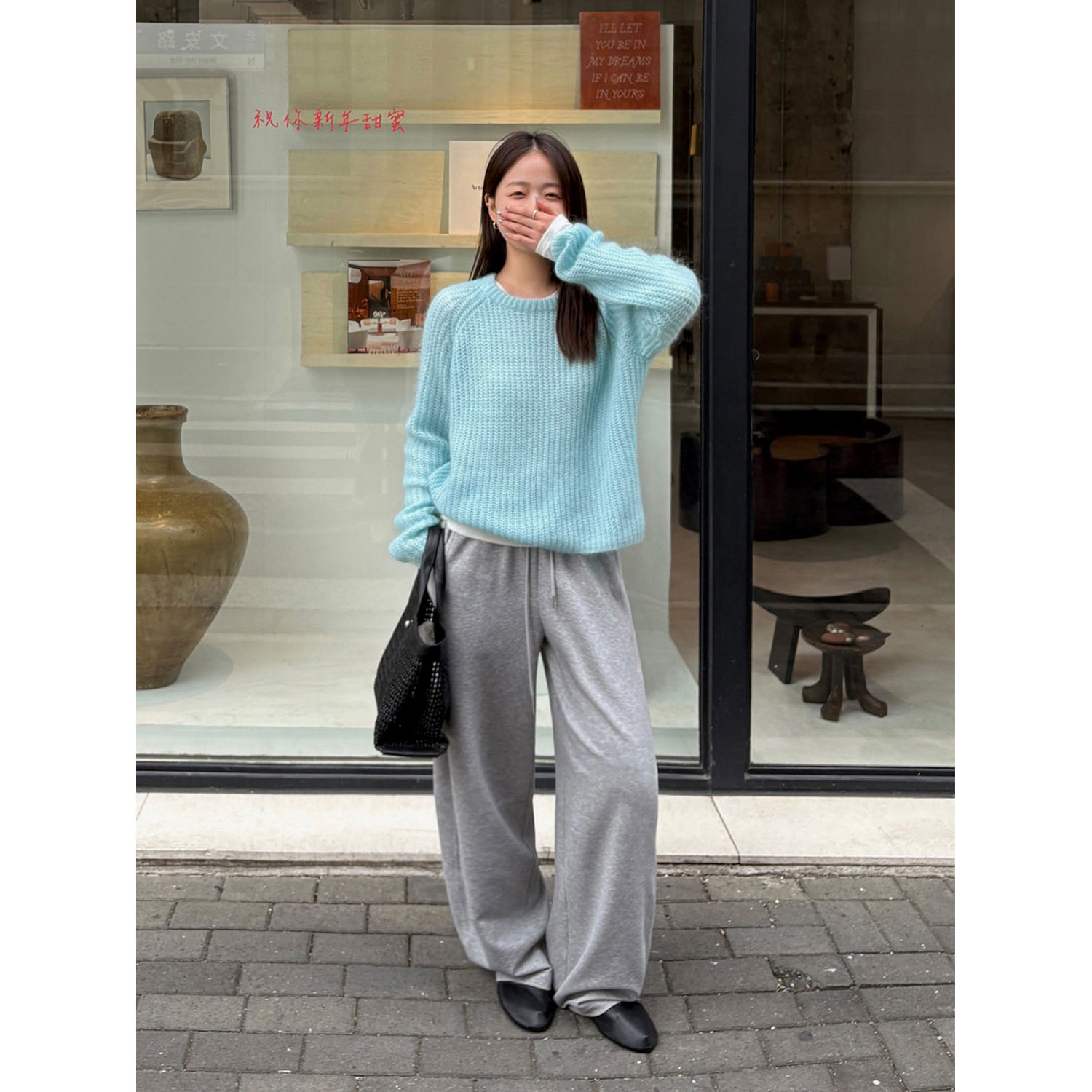 THXGIVING梨形本命裤 软糯弹力阔腿显瘦弯刀裤女2026春款休闲卫裤