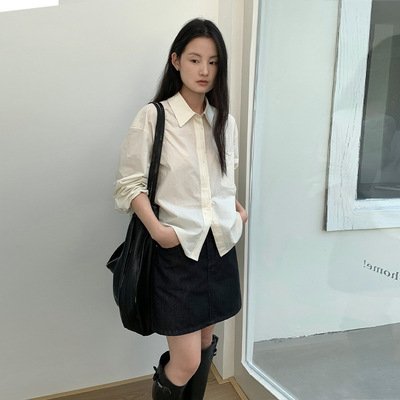 THXGIVING 韩版休闲宽松衬衫女2025春季新款单排扣显瘦百搭上衣