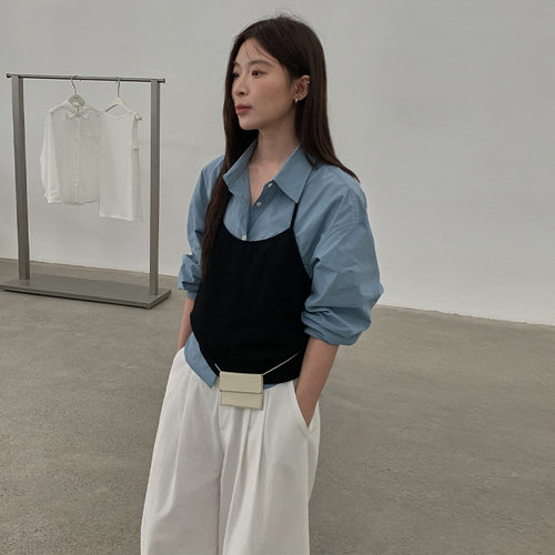 THXGIVING 系带挂脖吊带女2025早秋新款小众简约纯色叠搭显瘦上衣