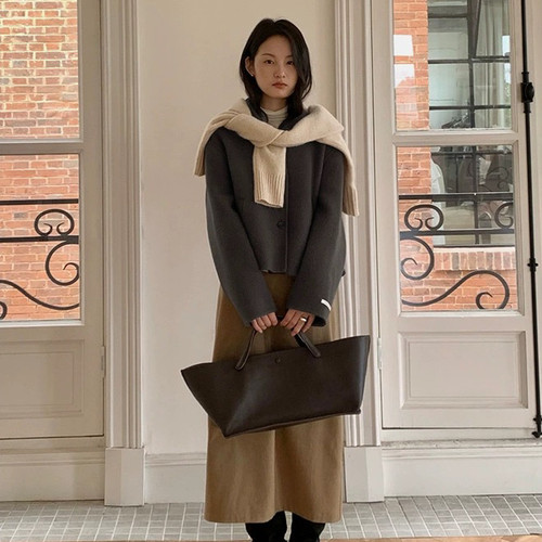 THXGIVING 韩版羊毛呢单排扣宽松翻领短款双面呢外套女2025冬季新