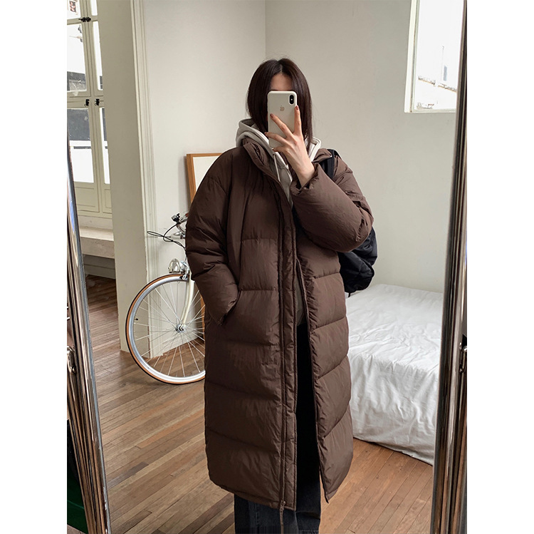 THXGIVING 加长基础立领羽绒服大衣女2025冬季新款加厚大被子外套