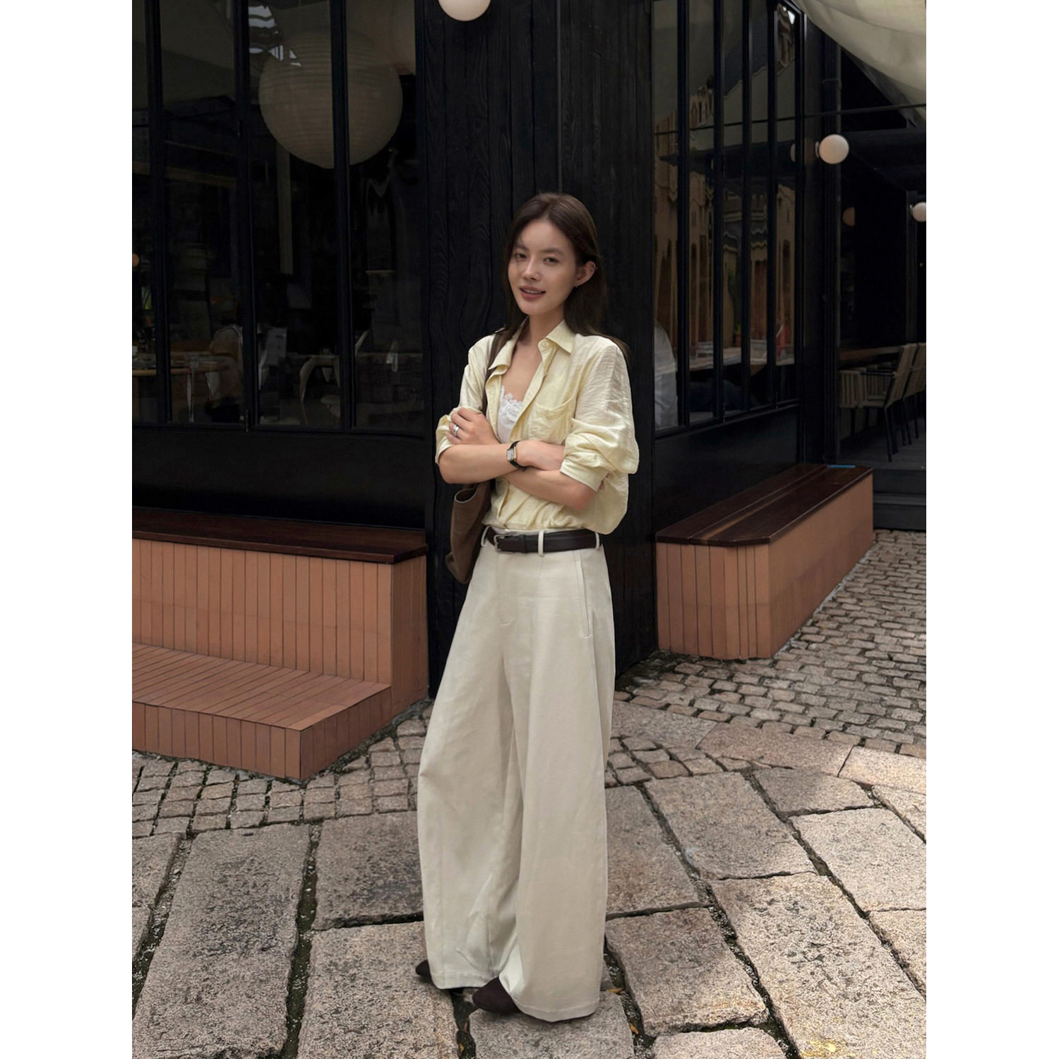 THXGIVING 简序松弛 天丝棉阔腿裤女2026秋新款后腰松紧藏肉长裤