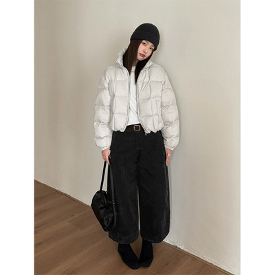 THXGIVING 复古显瘦灯芯绒萝卜裤女2025冬季新加绒保暖阔腿九分裤