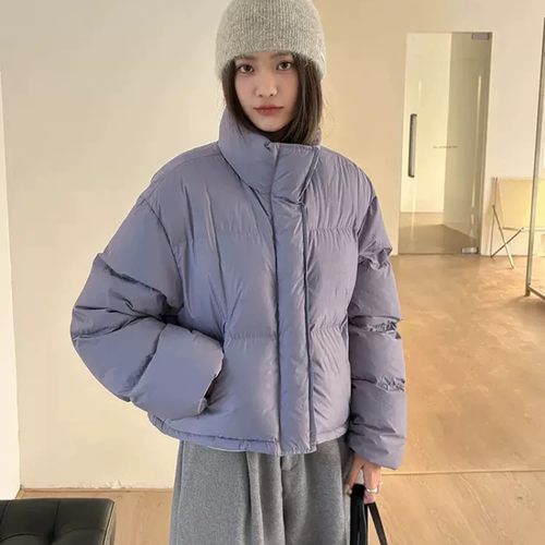 THXGIVING经典不过时蓬蓬保暖无帽立领百搭羽绒外套女2025冬季新