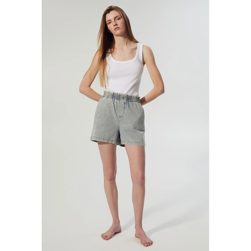 nacostyle出口英国原D欧美风女夏日镶钻满天星中高腰牛仔短裤热裤
