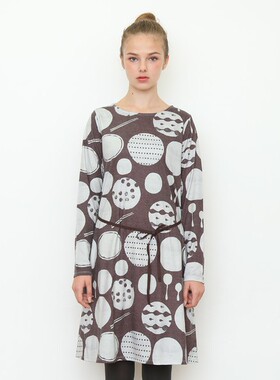 促~【丸子家】出口日本原D休闲A字型麂皮绒系带餐具及膝连衣裙