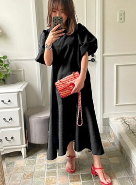 自留推荐nacostyle出口日本原D复古风宽松显瘦接触冷感压花连衣裙