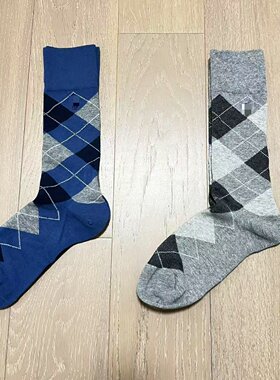 nacostyle出口外贸美式菱格拼色中筒袜女士复古英伦风棉混纺袜子