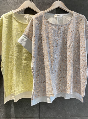 有大码21夏超值推荐nacostyle出口日本原D森女风碎花接拼纯棉T恤