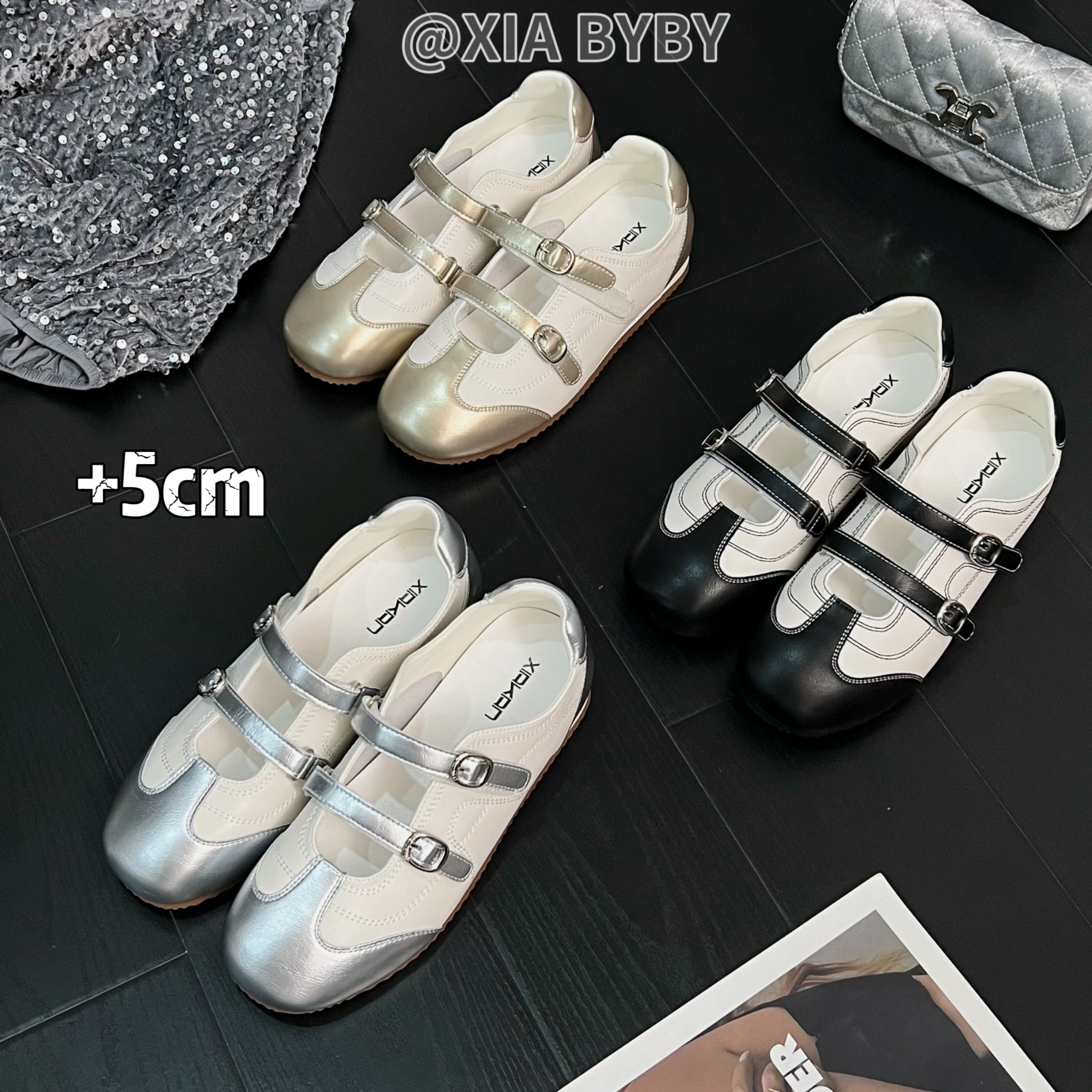 「BYBY」浪漫艺术生～5cm内增高芭蕾德训鞋女夏款百搭玛丽珍单鞋