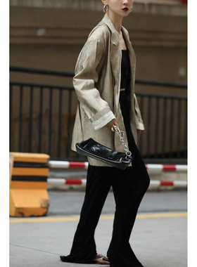 2025春新款设计师复古经典高端通勤中长西装外套女高级感廓版上衣