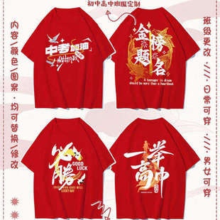 中高考学生百日誓师大会毕业班服定制t恤短袖金榜题名红色送考服