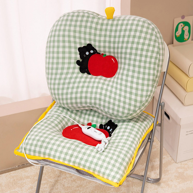 加热纯棉靠背一体护腰椅垫