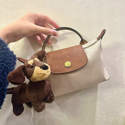 趣味毛绒腊肠狗钥匙扣挂件