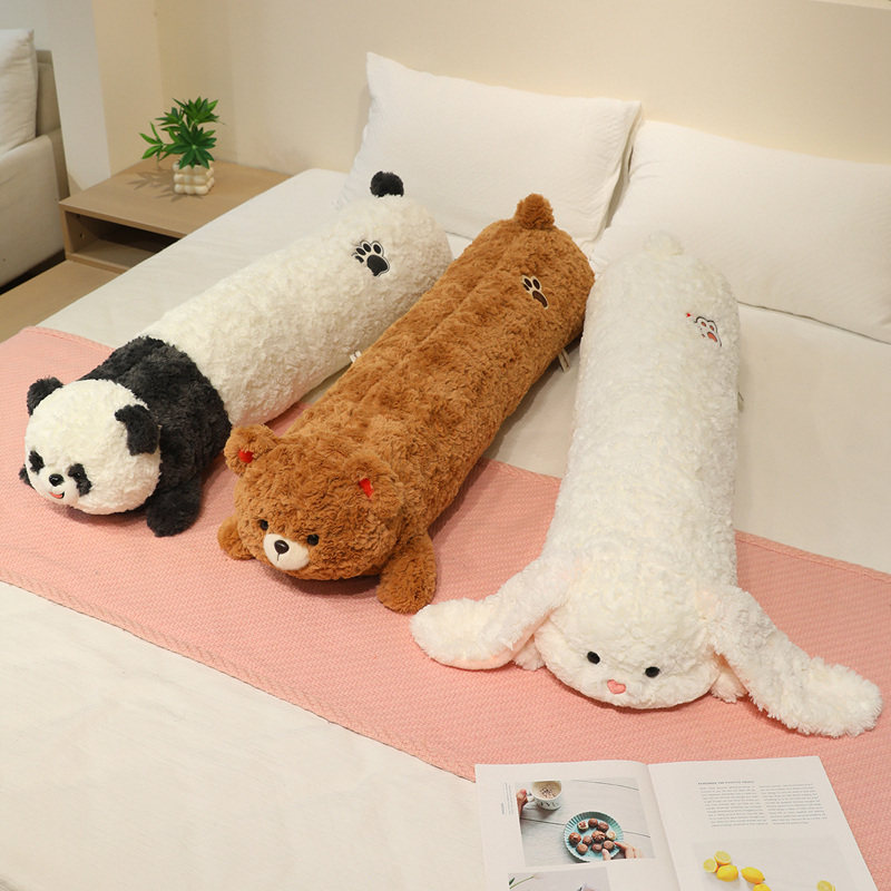 刷花绒长条抱枕毛绒动物造型靠垫床上抱睡居家超柔侧睡夹腿抱枕