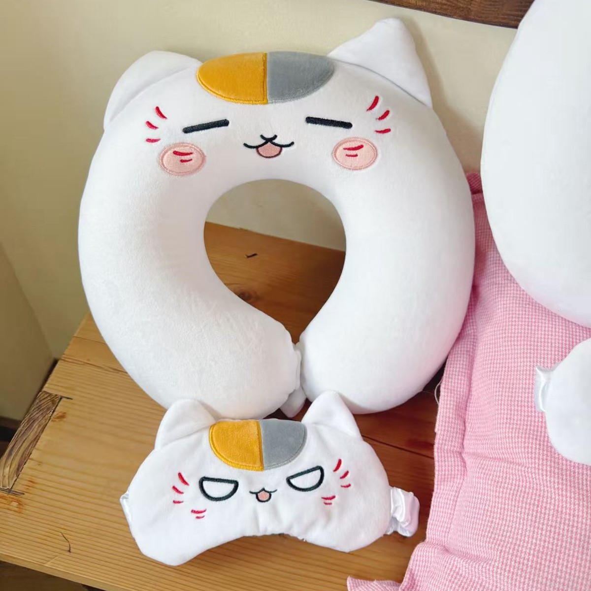 卡通猫咪记忆棉U型午睡枕护颈枕头办公室旅行便携颈椎枕加眼罩