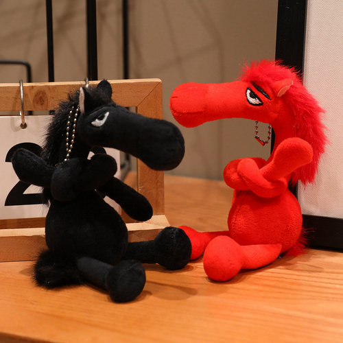 天选黑马毛绒吉祥物钥匙扣挂件