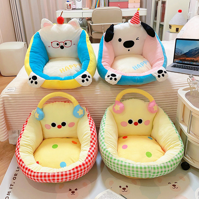 桃大熊榻榻米靠背一体加厚蒲团