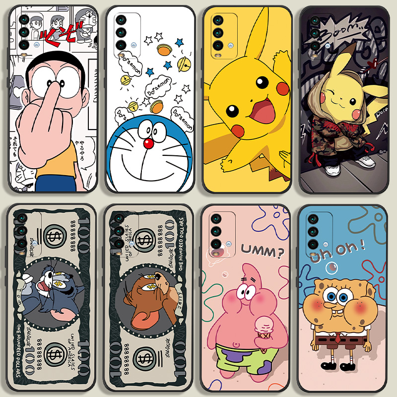 小米红米Note9 4G手机壳猫和老鼠卡通派大星海绵宝宝皮卡丘大雄哆啦A梦直边全包边硅胶防摔软壳保护套