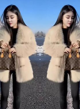 皮毛一体2025新款爆款毛茸茸仿狐狸毛毛外套女冬季环保皮草年轻款