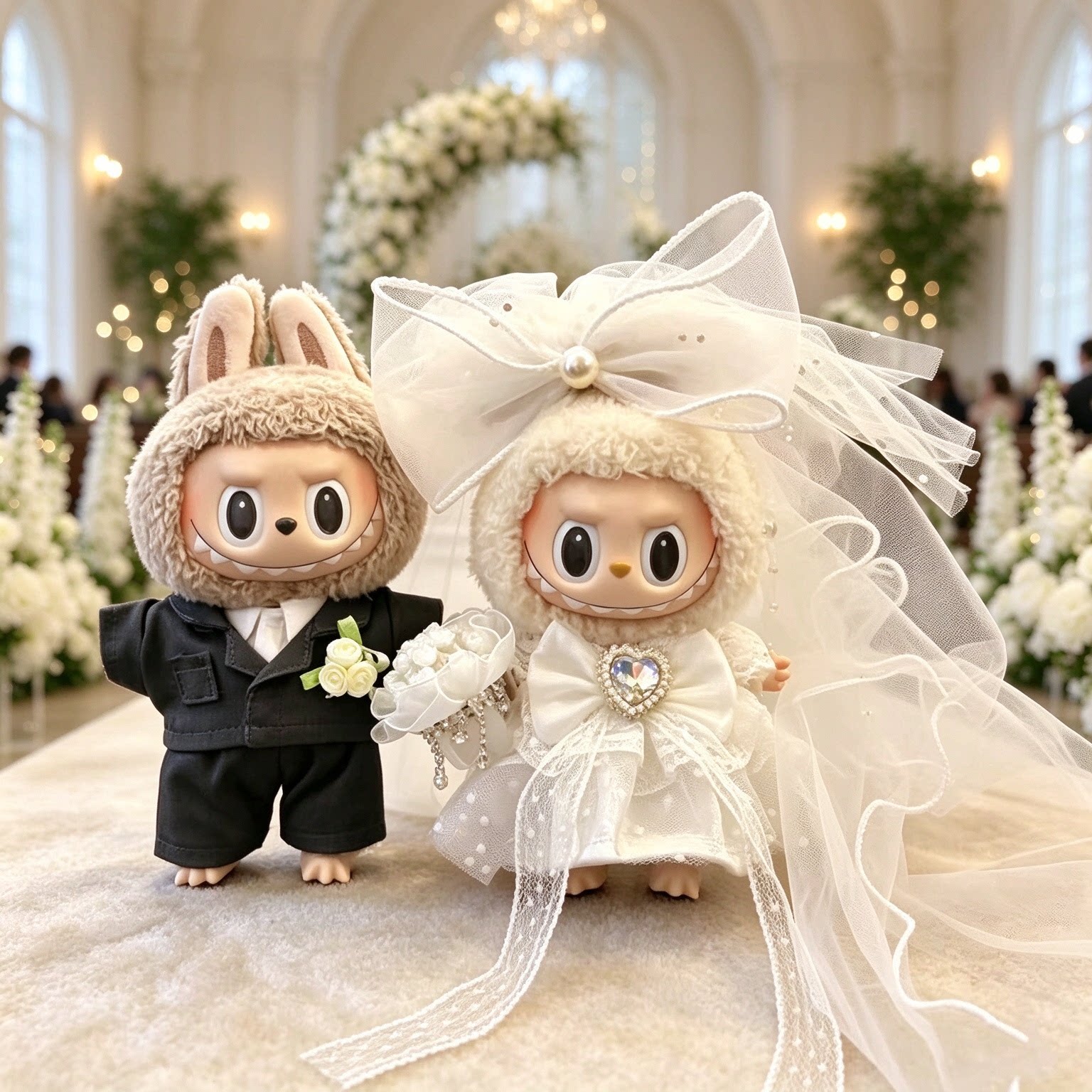 labubu拉布布婚礼玩偶套装
