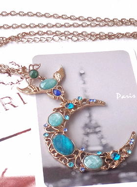 星辰复古浅金色月亮吊坠