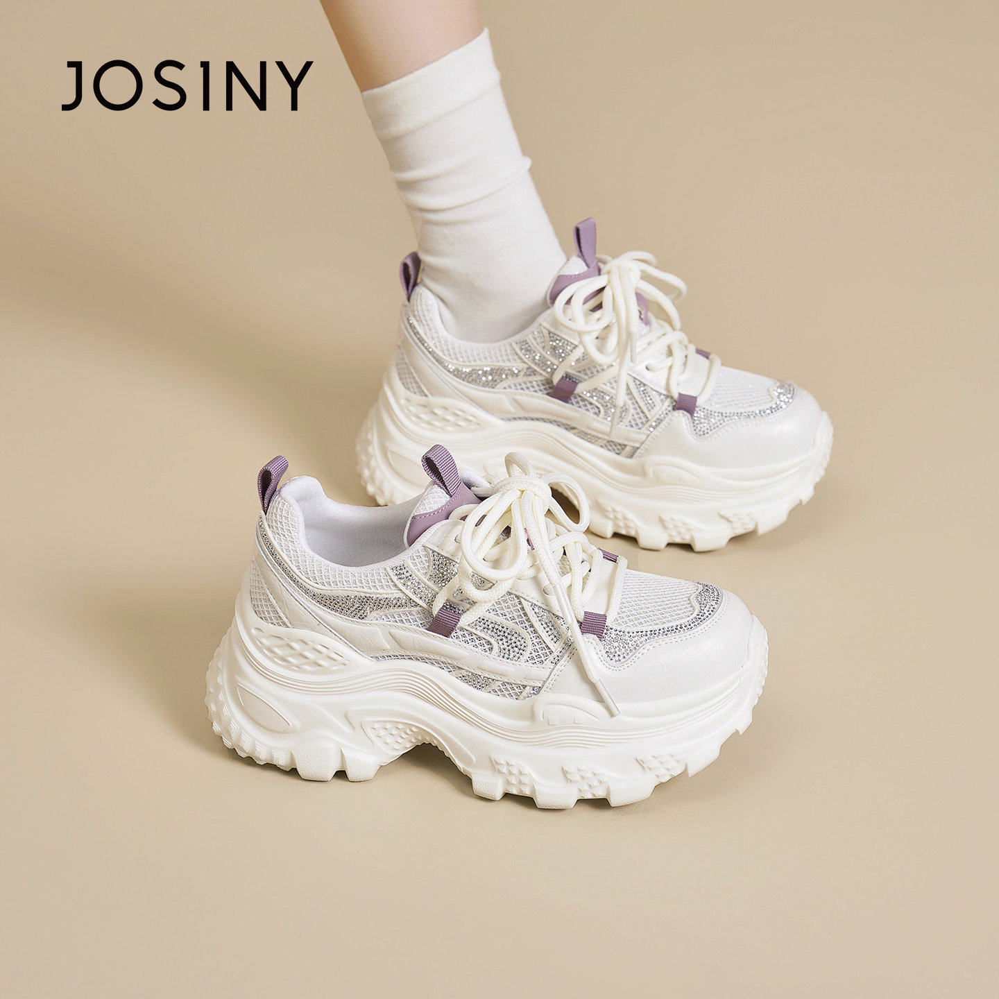 卓诗尼2026春夏新款厚底老爹鞋女透气鞋子爆款超火增高运动鞋女款