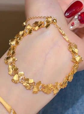 新中式沙金花蝶点钻手链轻奢百搭