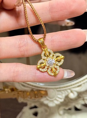 新中式金色十字金刚杵满钻锁骨链