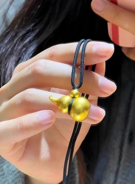 古法黄金色葫芦吊坠女挂坠项链