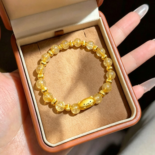 天然金发晶法棍猫手链女招财转运