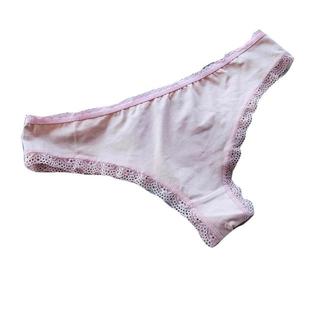低腰大码 女裤 低档棉质内裤 外贸纯色粉色蕾丝边女三角