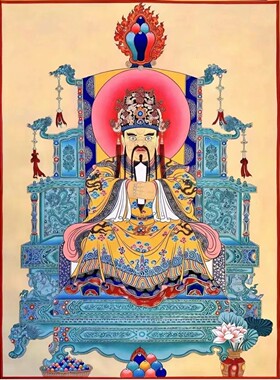 五台山五爷财神广济龙王唐卡描金diy线稿禅意线稿装饰画礼物画稿