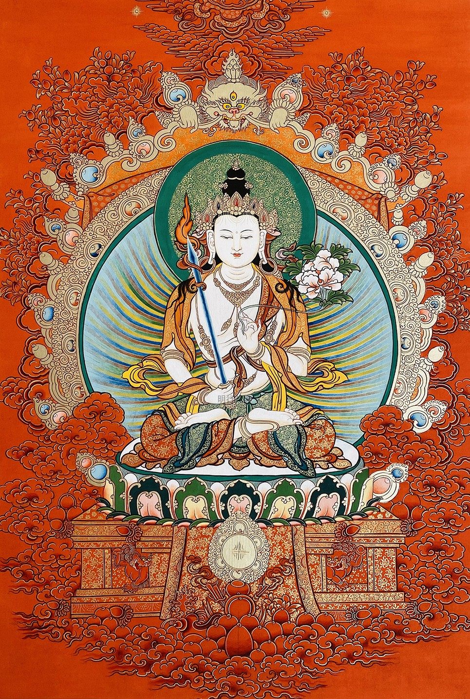 虚空藏菩萨涂色唐卡佛像描金唐卡手绘 diy自己画唐卡装饰画油画