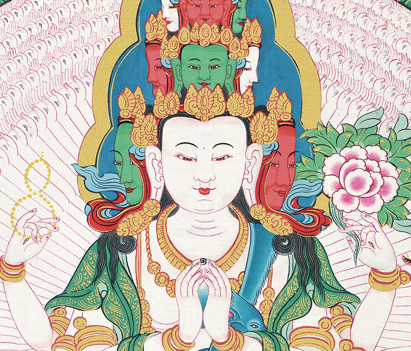 千手观音唐卡佛像描金唐卡手绘 DIY自己画唐卡装饰画油画线稿