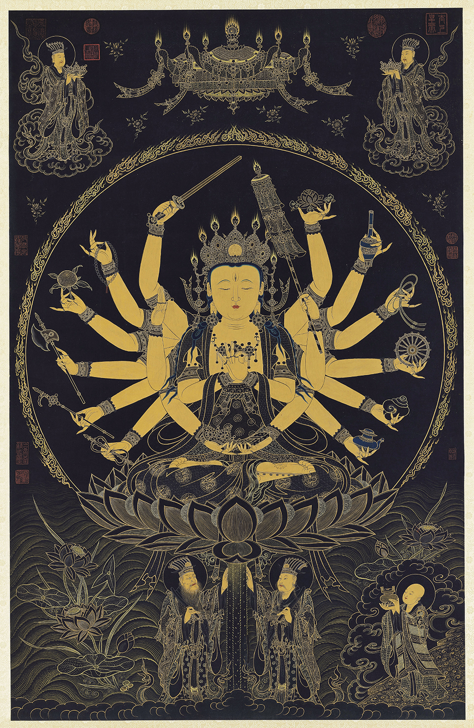 唐卡描金准提佛母观音菩萨线稿手绘静心减压涂色自画diy礼物线稿