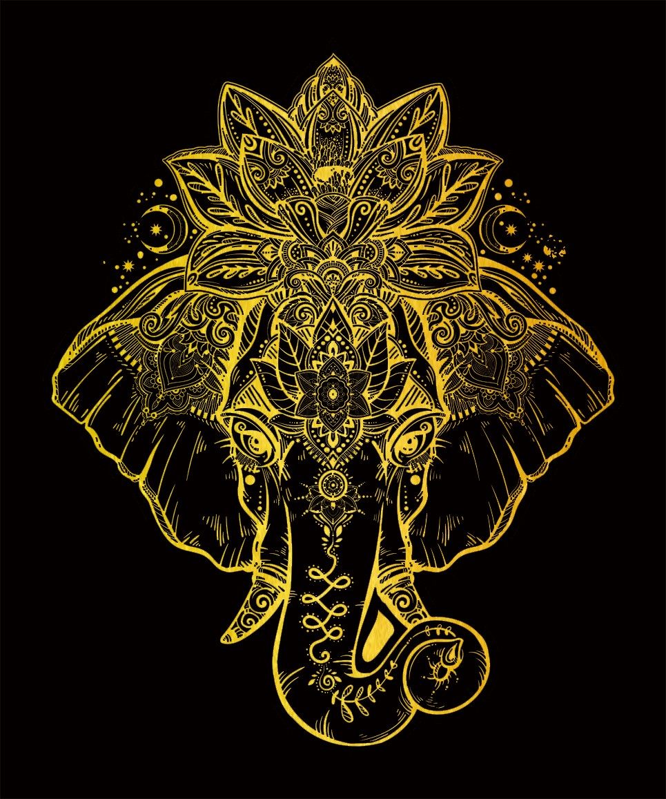 唐卡挂画如意大象图案现代描金线稿简约涂色diy手绘礼物油画布