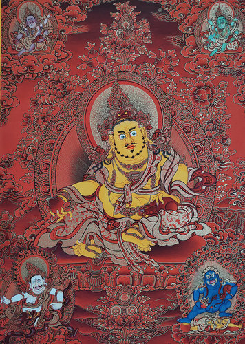 黄财神菩萨涂色唐卡佛像描金唐卡手绘diy自己画唐卡线稿装饰画