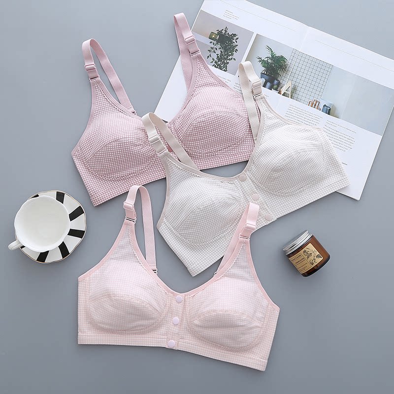 2件装纯棉前扣大码少女文胸初高中大学生胖MM无钢圈无海绵垫内衣