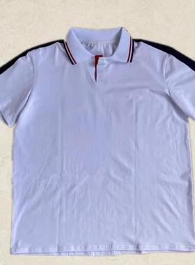 中小学夏季校服短袖上衣纯棉薄T恤初高生白色翻领polo衫半袖班服