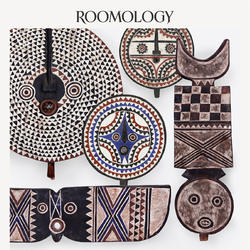 Roomology非洲进口布基纳法索手工雕刻木面具家居墙面装饰画壁挂