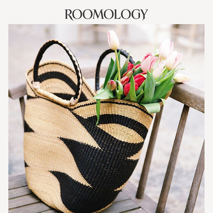 Roomology加纳进口手工编织托特包草编手提购物篮收纳果篮度假包