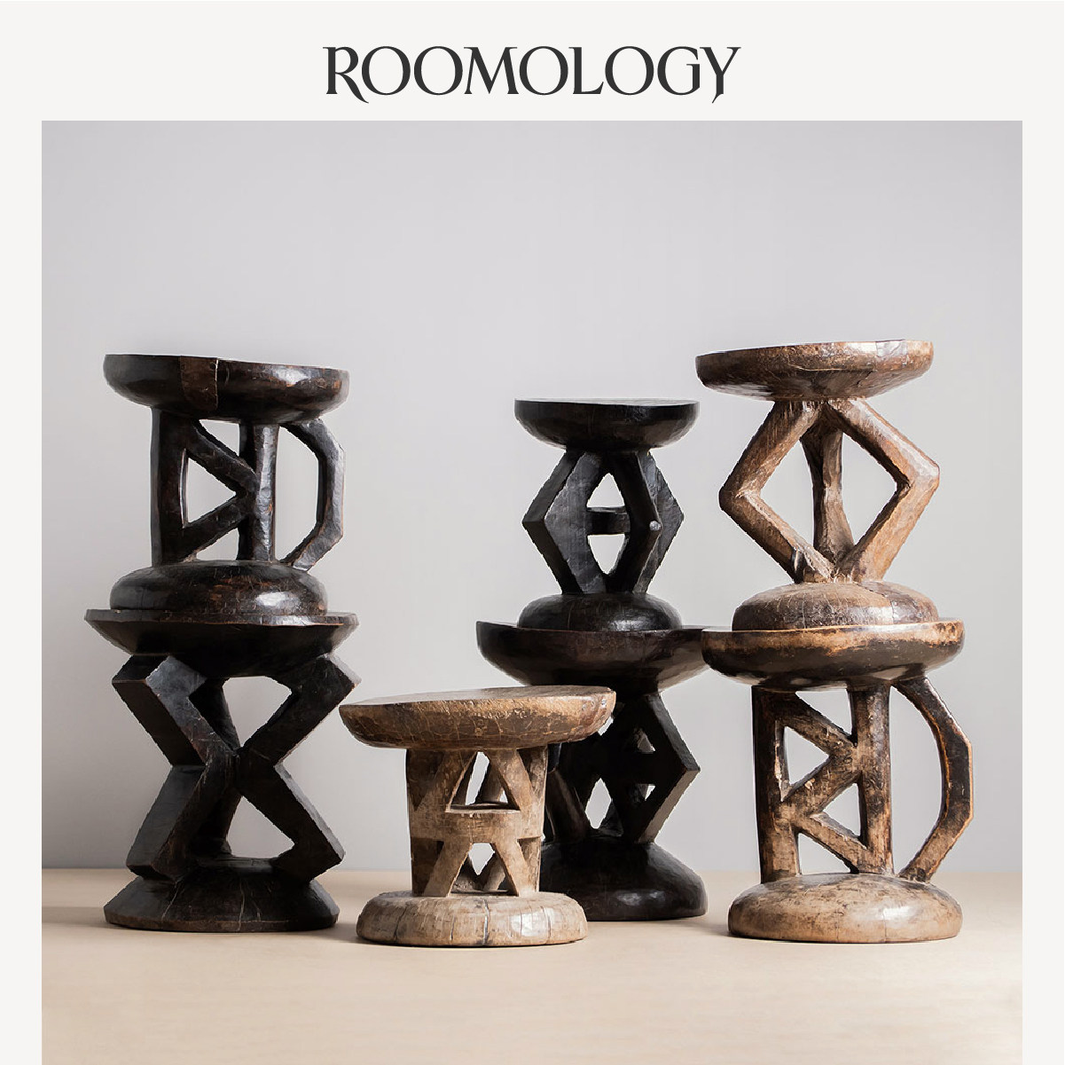 Roomology津巴布韦进口纯手工整木雕刻汤加部落凳板侘寂书房摆件 - 实物图