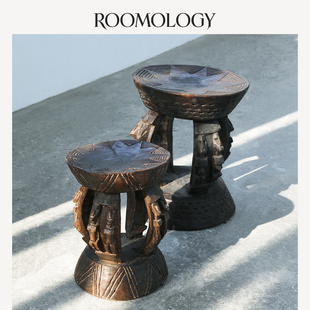 Roomology非洲整木图腾凳马里多贡部落手工雕刻侘寂风矮凳