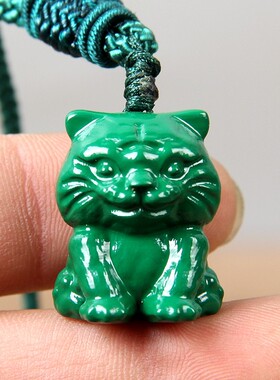 实木绿色老虎挂件青色寅虎吊坠紫檀木生肖木质木雕黑檀绿檀木老虎