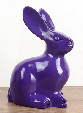 东阳木雕实木紫色兔子家居工艺品紫色木质招财兔吊坠挂件桌面摆件