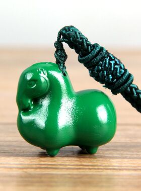实木绿色木马吊坠挂件木质十二生肖木制马到成功随身木头马木挂坠