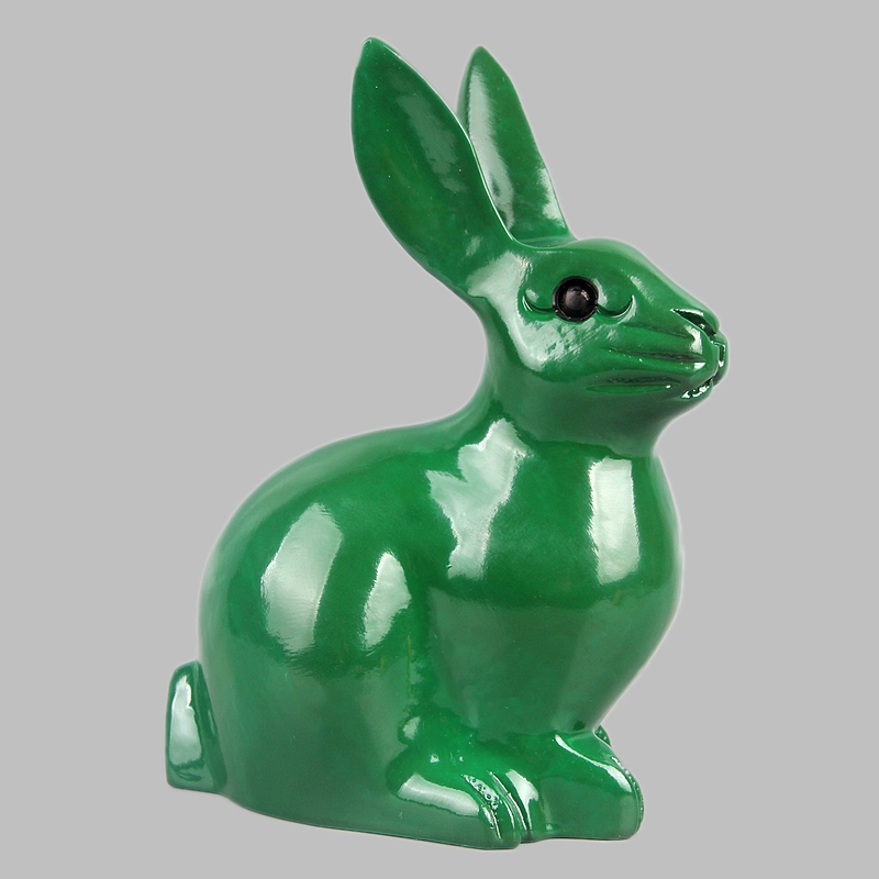 绿色实木兔子吊坠木质兔摆件