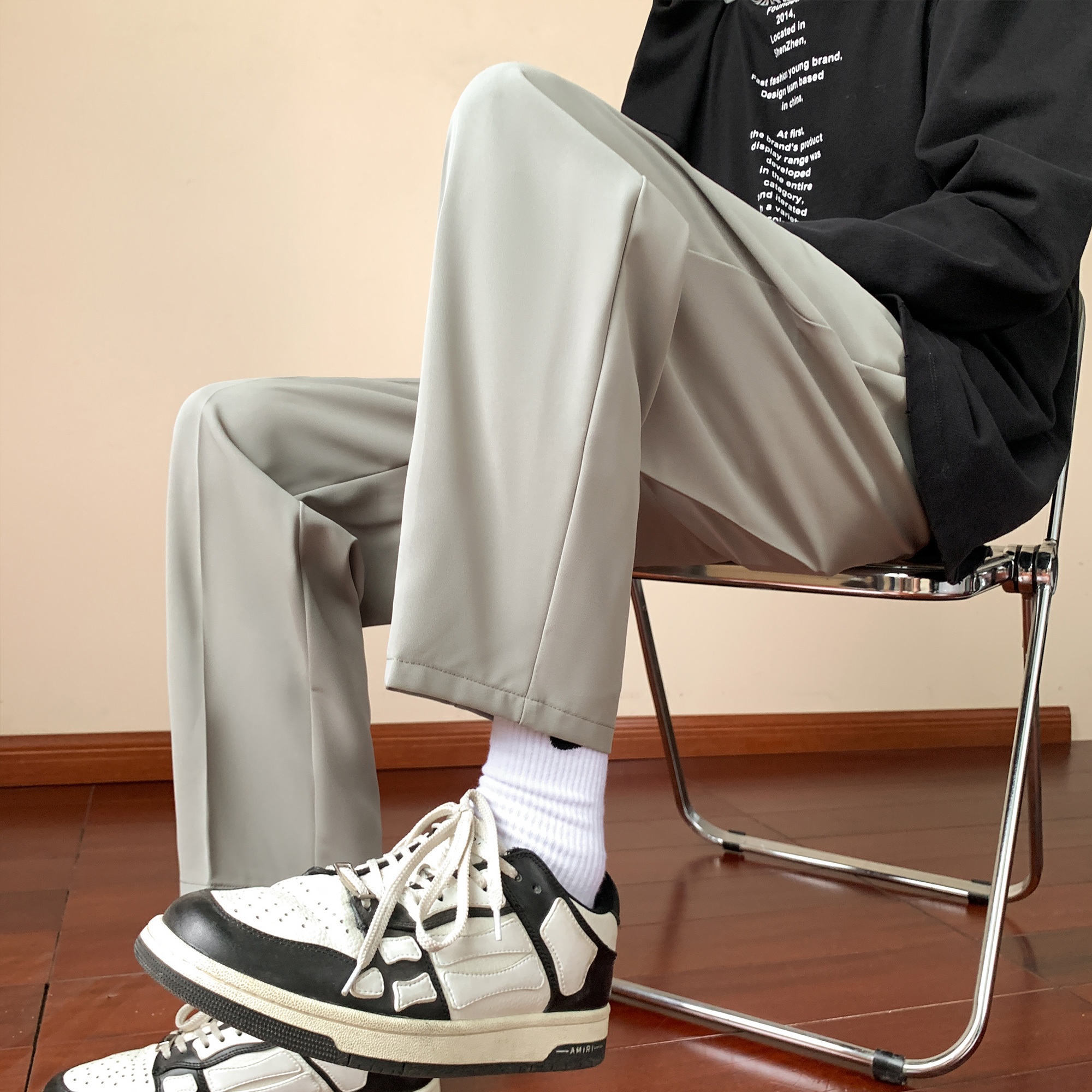 潮流宽松西装裤直筒宽松高腰显瘦休闲烟管裤K72060-P45【特价】A，男装西裤，电商A007