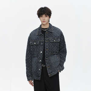 春季潮流做旧磨毛大码男女拼色牛仔外套夹克J8813-P65【特价】图片